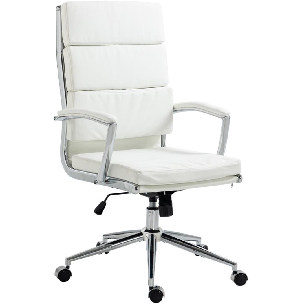 Cadeira de Escritório TODRA Pele, Design Clássico, Muito Confortável, Em Branco