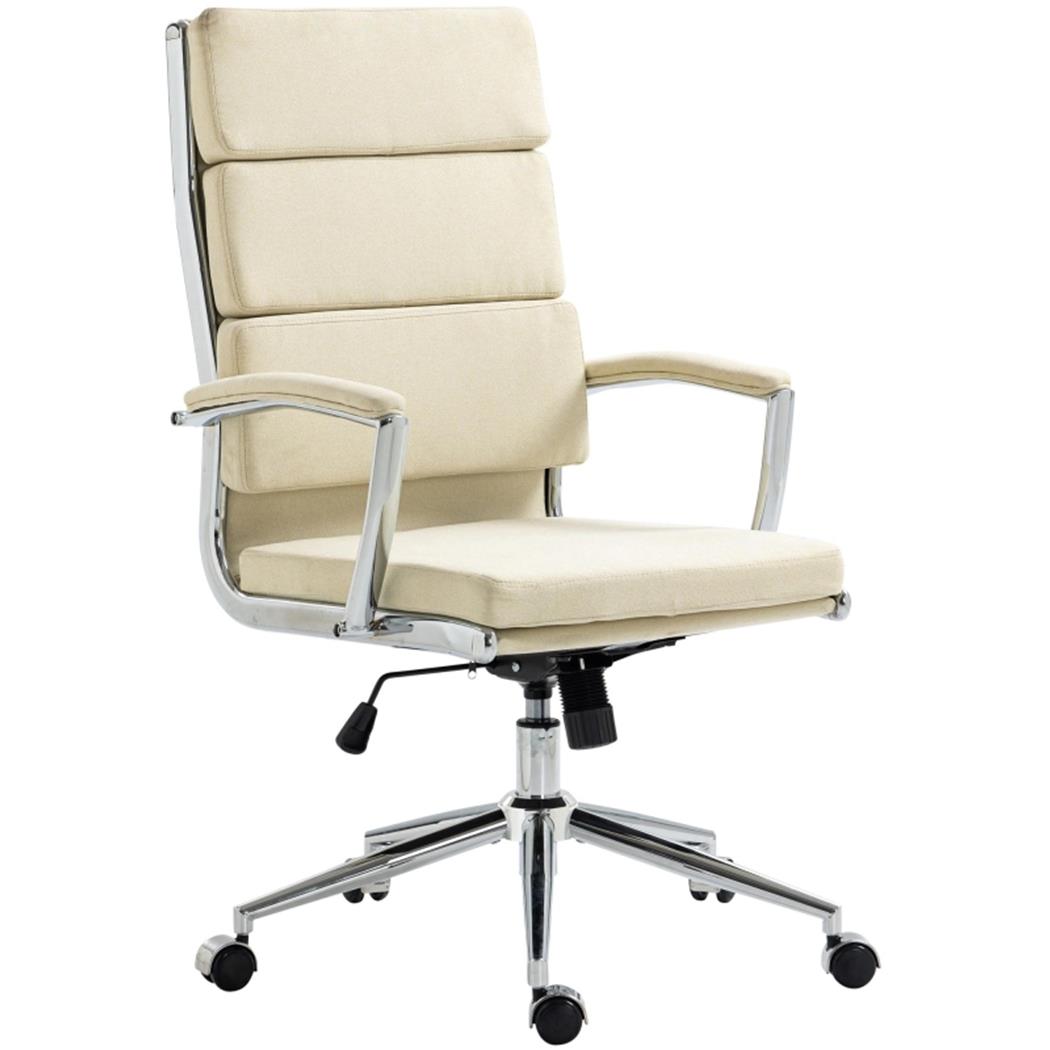 Cadeira de Escritório TODRA Tecido, Design Clássico, Muito Confortável, Em Creme