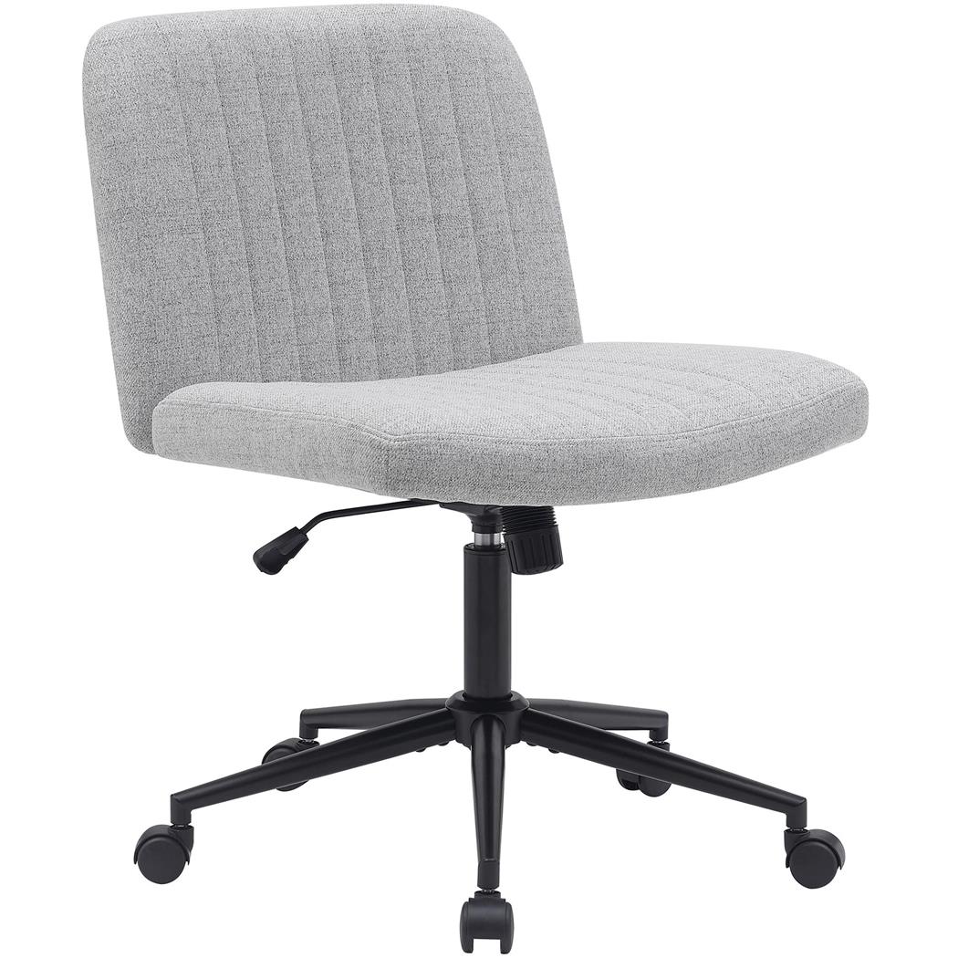 Cadeira de Escritório SONNY, Design Compacto, Base de Metal, em Tecido Cinzento Claro
