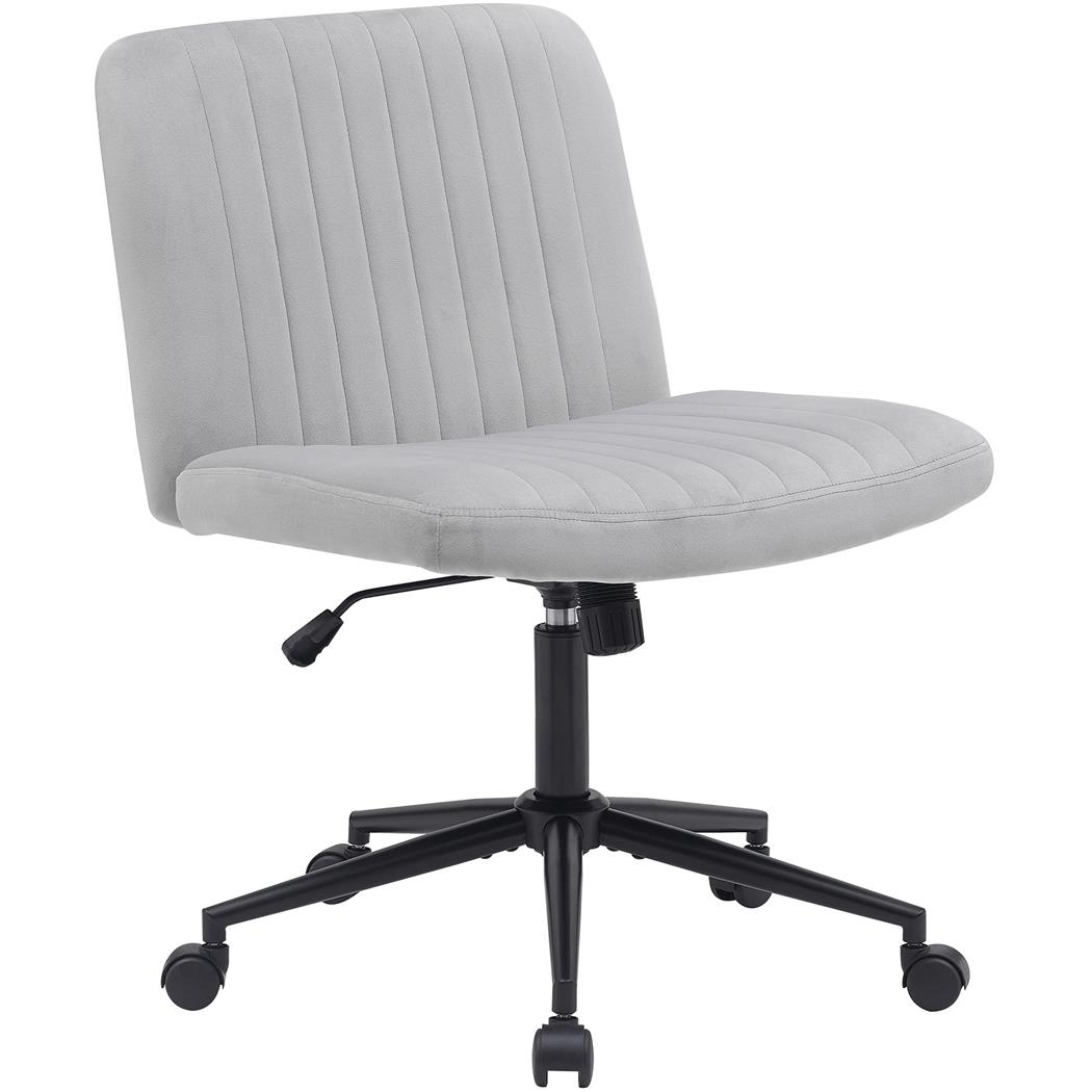 Cadeira de Escritório SONNY, Design Compacto, Base de Metal, em Veludo Cinzento Claro