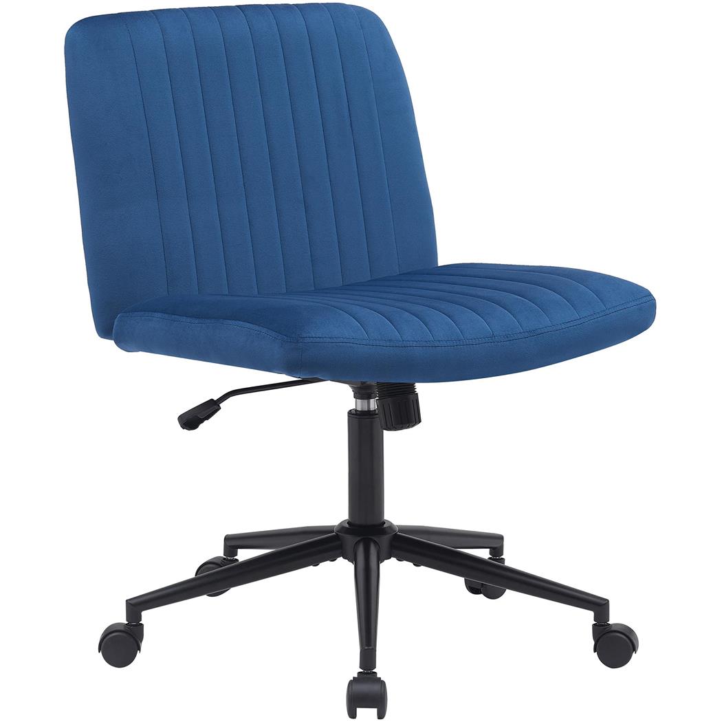 Cadeira de Escritório SONNY, Design Compacto, Base de Metal, em Veludo Azul