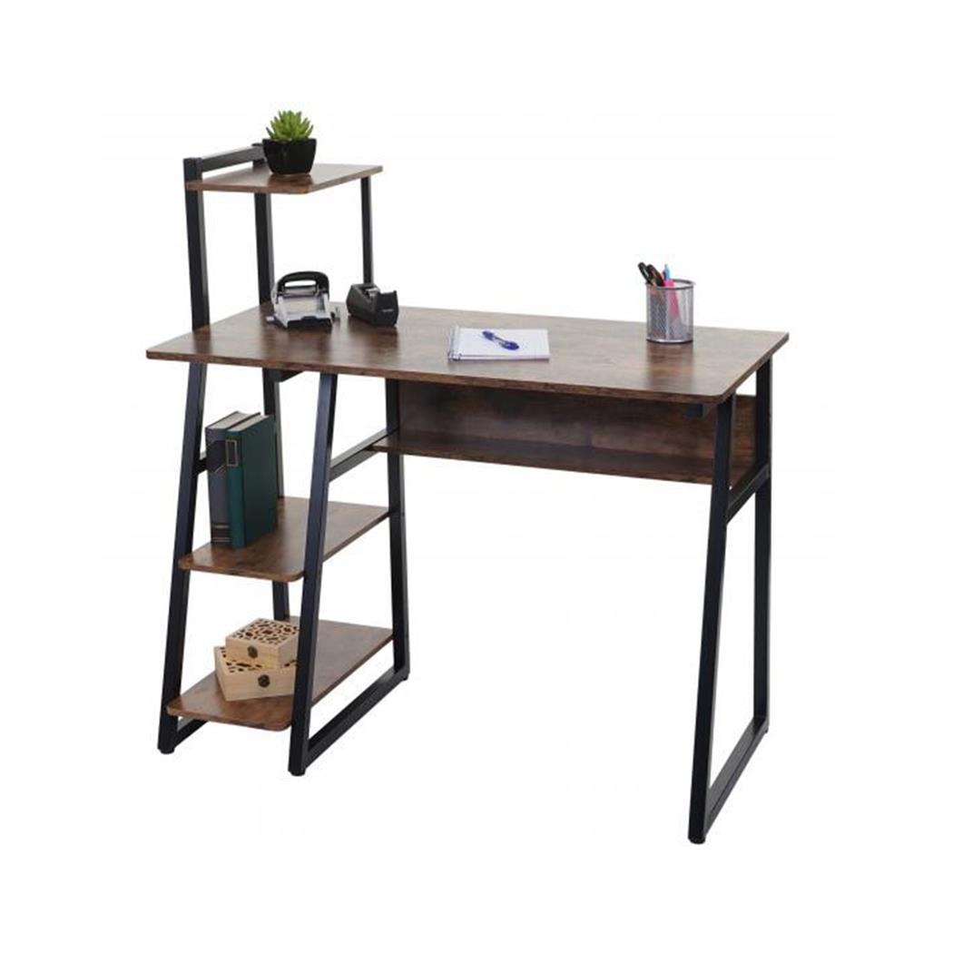 Mesa de Escritório HELIX 100x50x69 cm, Estante Incluída, em Madeira, Cor Castanho