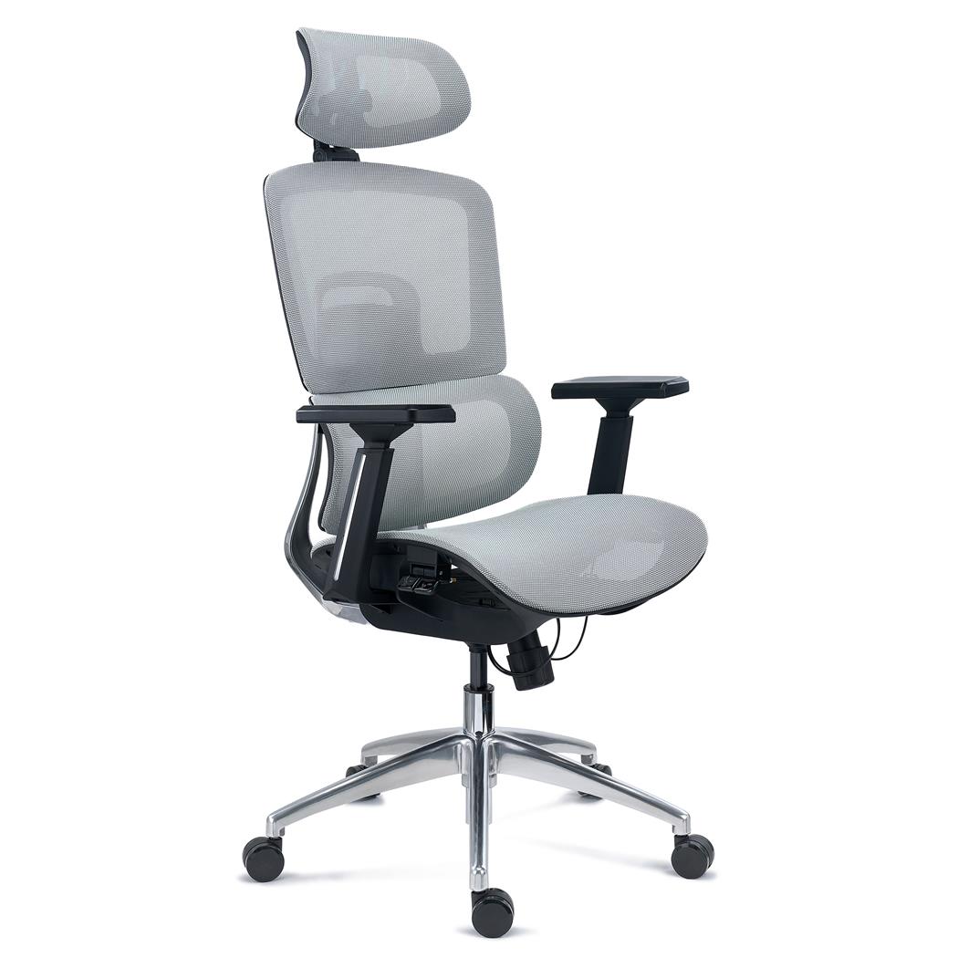 Cadeira Ergonómica TITAN, Base e Estrutura em Alumínio, Ajustes Avançados, Uso Diário de 8H, em Cinzento