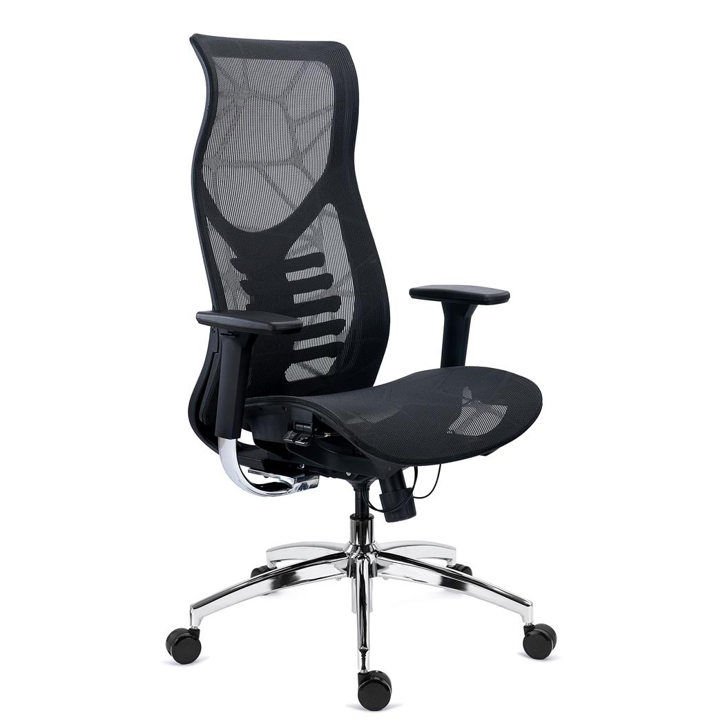 Cadeira Ergonómica VICTUS, Encosto Alto com Suporte Lombar, Assento Deslizante, em Preto