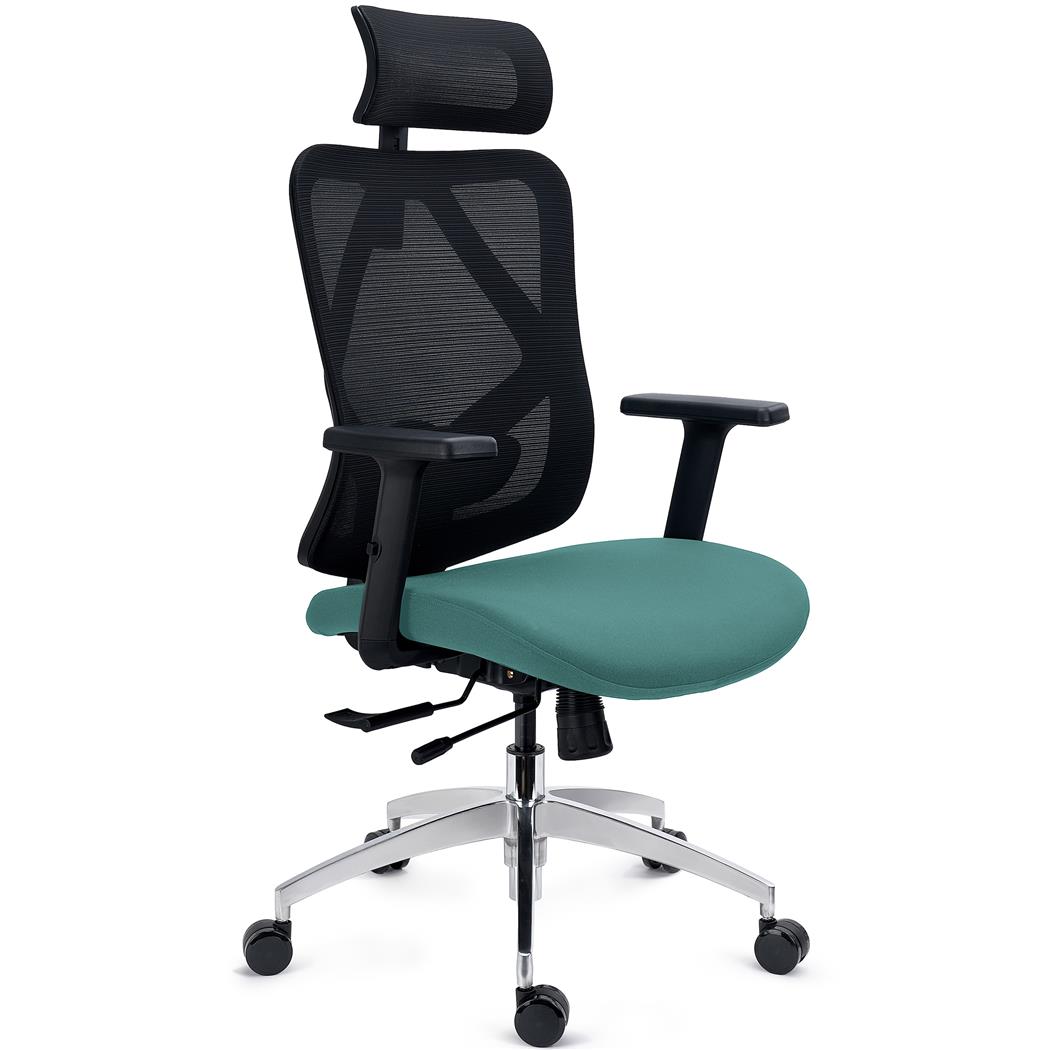 Cadeira Ergonómica LONDON, Suporte Lombar, Assento Deslizante, Braços 3D, em Verde
