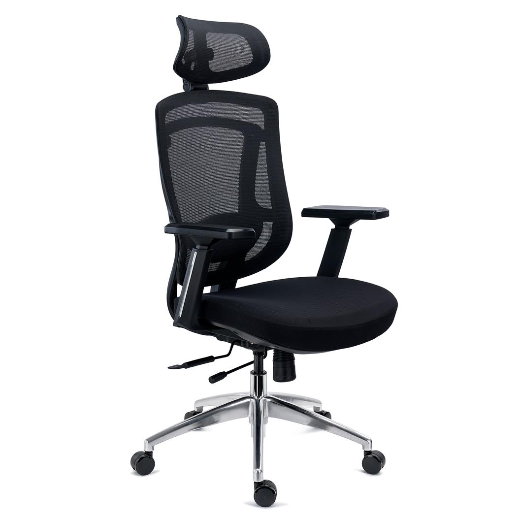 Cadeira Ergonómica ASTON, Suporte Lombar, Assento Deslizante com Espuma Injetada, em Preto