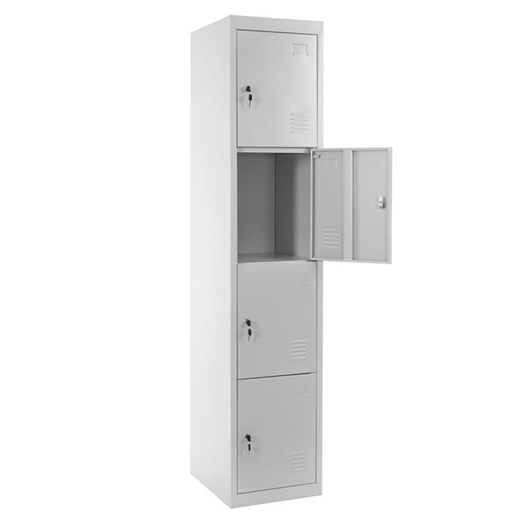 Cacifo Arquivador HILDUR, 180x38x45 cm, 4 Compartimentos com Fechadura, cor Cinzento