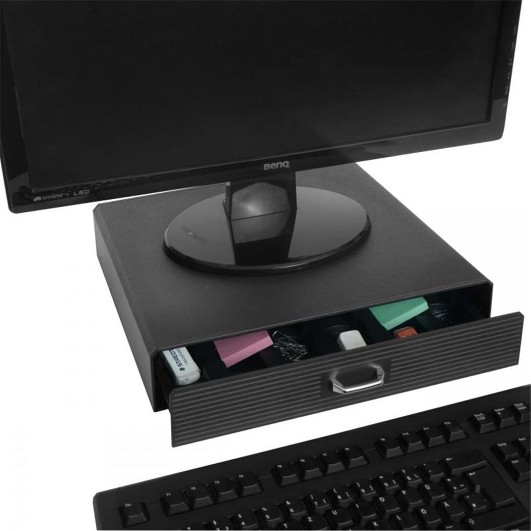 Suporte Para Monitor EON, 34x31x7cm, Com Gaveta, Cor Preto