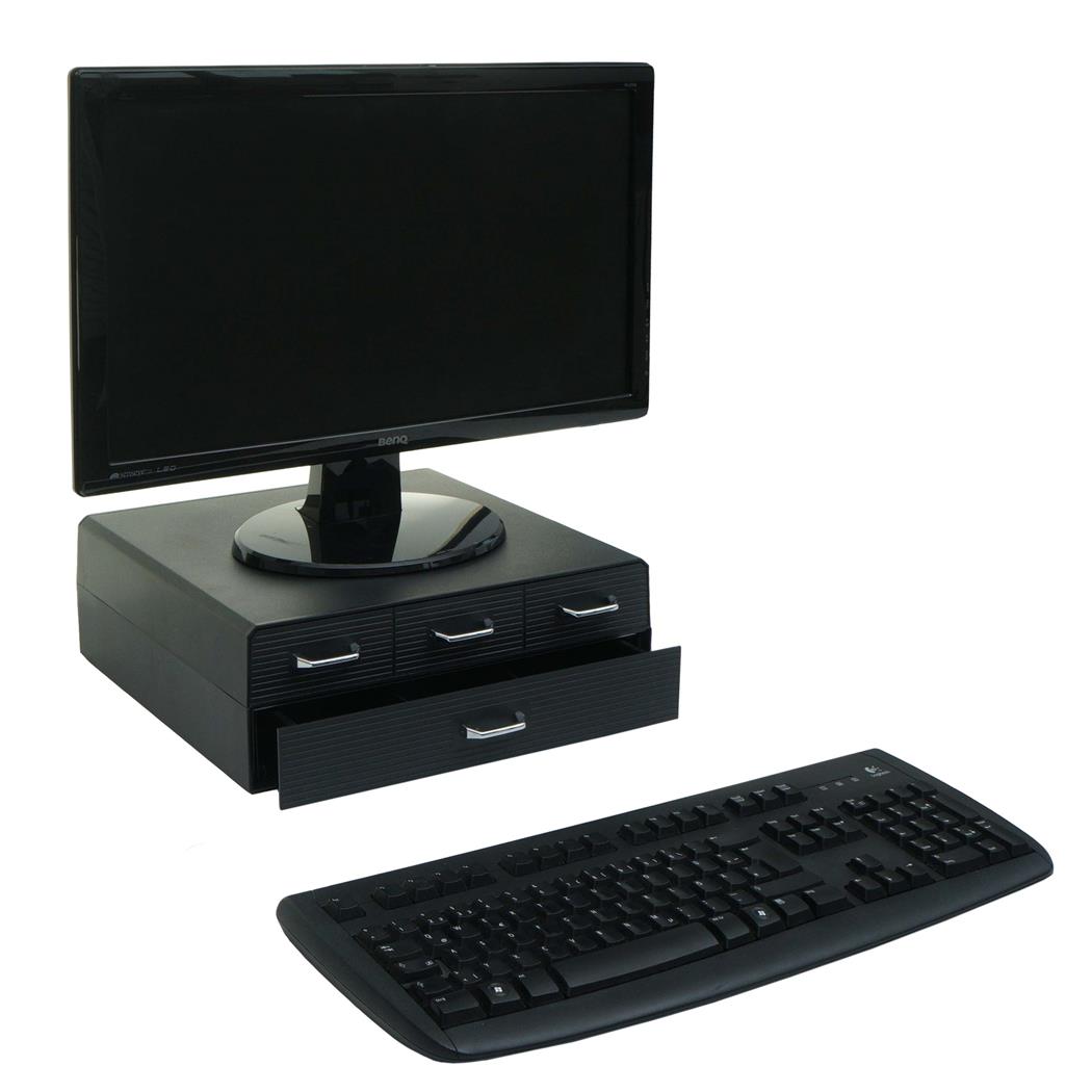 Suporte Para Monitor ASH, 34x31x13 cm, Com Várias Gavetas, Cor Preto