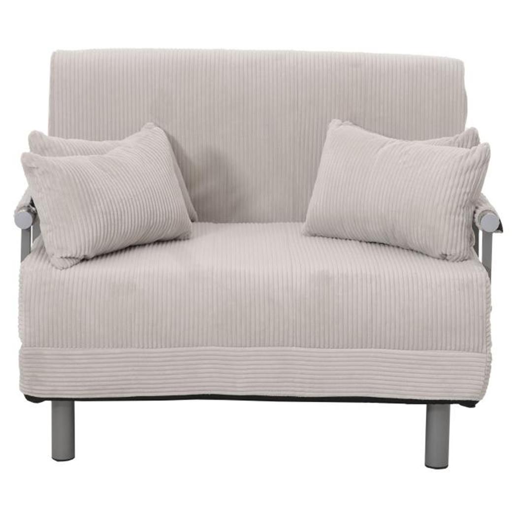 Sofá de 2 lugares LESLY, Conversível em Cama, Tecido de Veludo, cor Cinzento Claro
