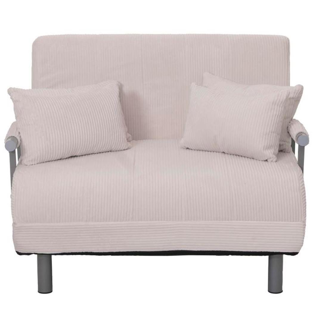 Sofá de 2 lugares LESLY, Conversível em Cama, Tecido de Veludo, cor Creme