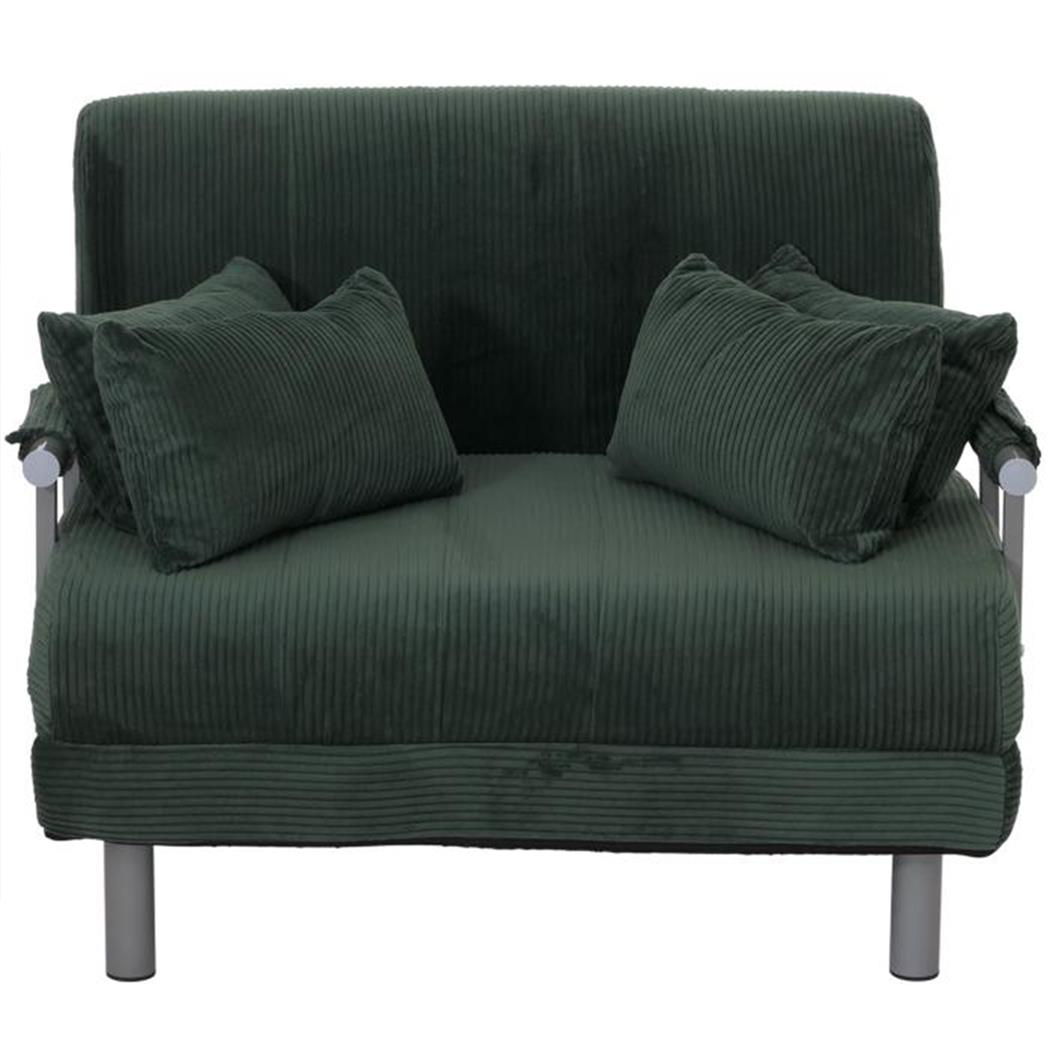 Sofá de 2 lugares LESLY, Conversível em Cama, Tecido de Veludo, cor Verde
