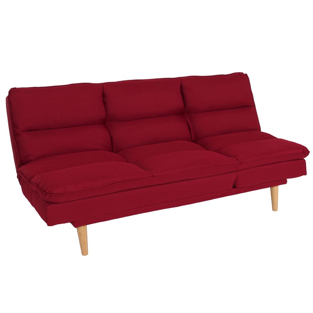 Sofá de 3 lugares MENDIX, Conversível em Cama, Prático e Versátil, em Tecido, cor Bordeaux