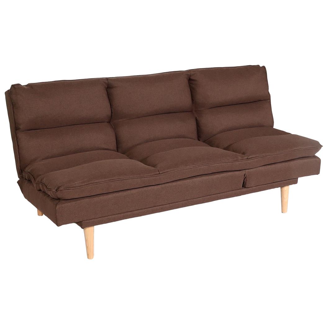 Sofá de 3 lugares MENDIX, Conversível em Cama, Prático e Versátil, em Tecido, cor Castanho