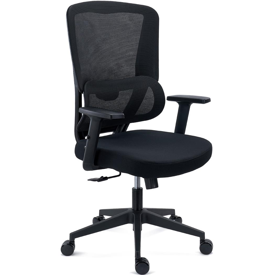 Cadeira Ergonómica SUPRA, Suporte Lombar, Uso 8h, em Tecido e Malha Respirável, em Preto