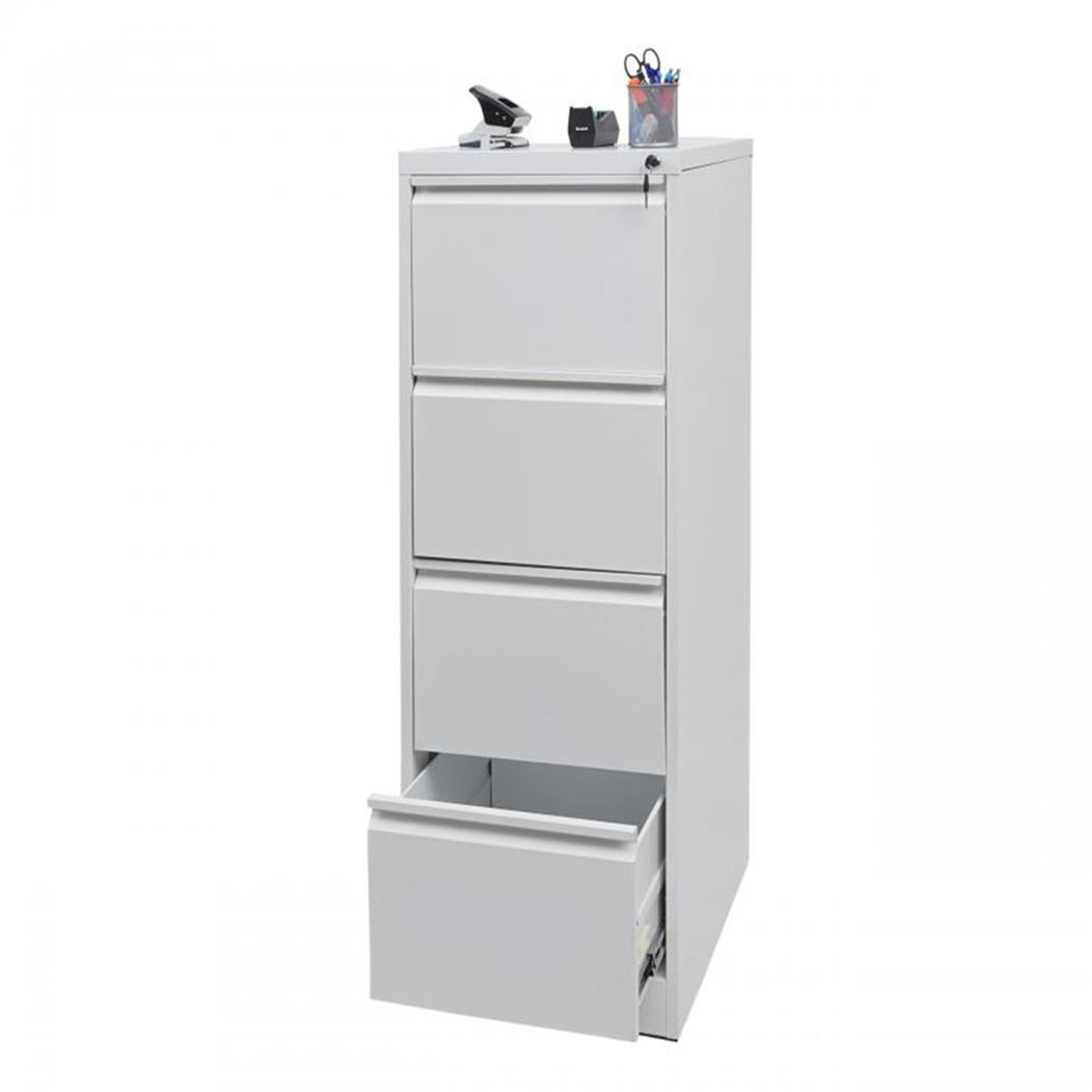 Armário Arquivador GIBBY, 4 Gavetas Com Fechadura, Dimensões 62x46x134 cm, Cor Branco