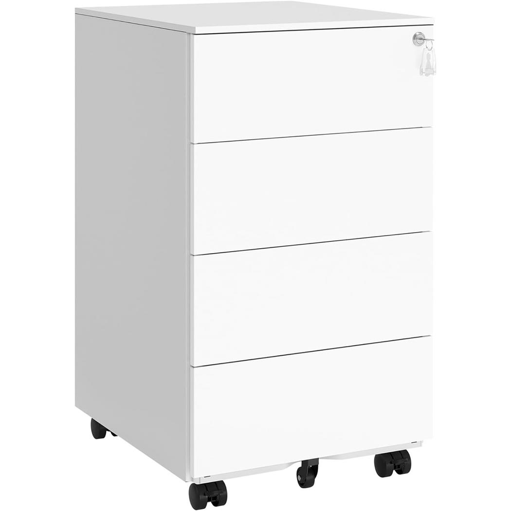 Armário Arquivador ABBY, 4 Gavetas Com Rodas, Dimensões 39x45x69cm, Cor Branco