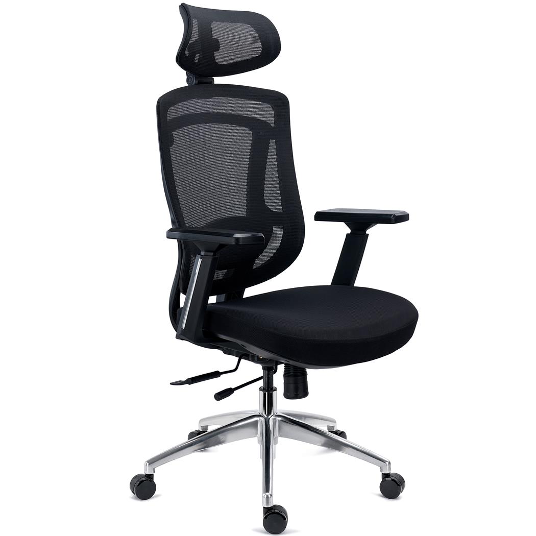 DEMO# Cadeira Ergonómica ASTON, Suporte Lombar, Assento Deslizante com Espuma Injetada, em Preto