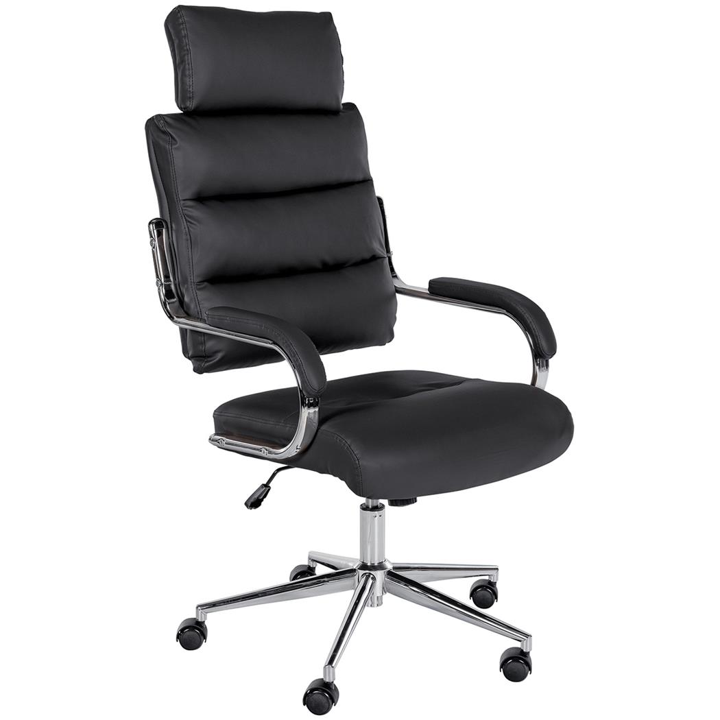 Poltrona de Escritório SALEM, Design Elegante e Moderno, em Pele, cor Preto