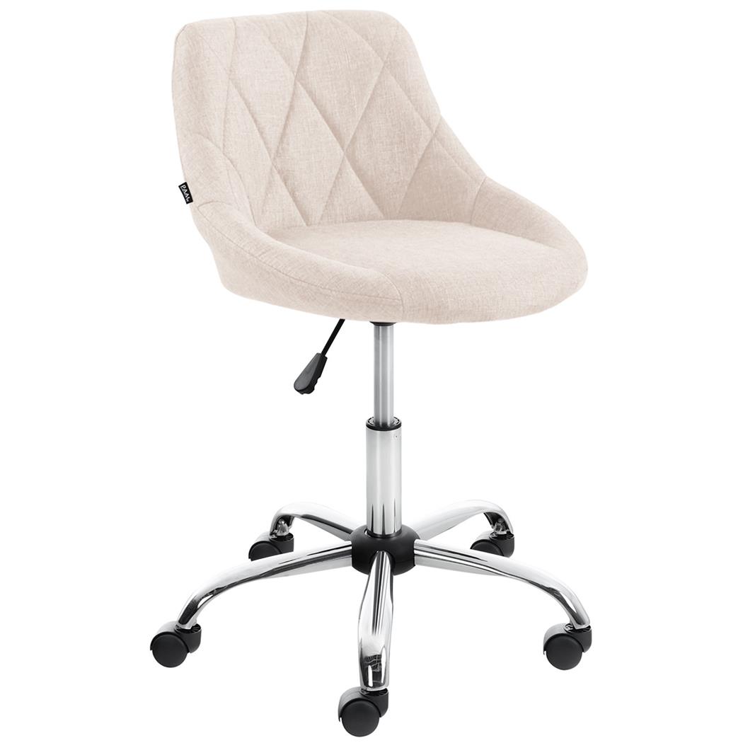 Cadeira de Escritório DOVER, Design Moderno e Elegante, Estrutura Metálica, em Tecido, cor Creme