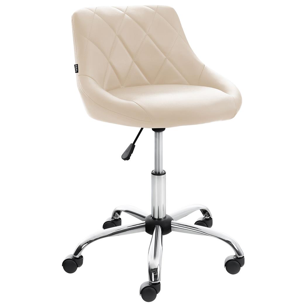 Cadeira de Escritório DOVER, Design Moderno e Elegante, Estrutura Metálica, em Pele, cor Creme