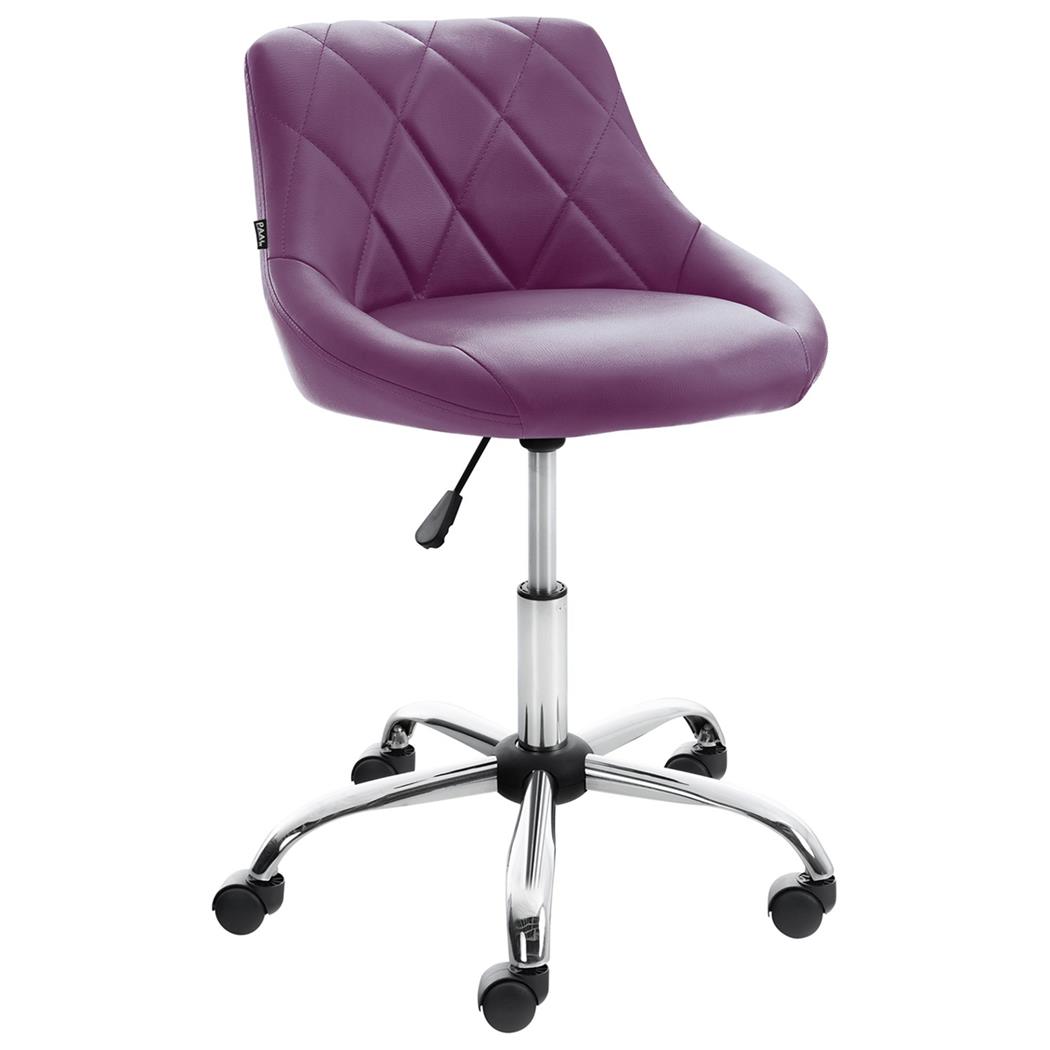 Cadeira de Escritório DOVER, Design Moderno e Elegante, Estrutura Metálica, em Pele, cor Roxo