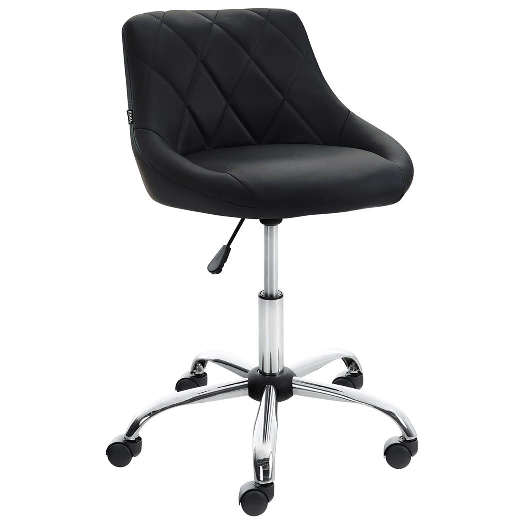 Cadeira de Escritório DOVER, Design Moderno e Elegante, Estrutura Metálica, em Pele, cor Preto