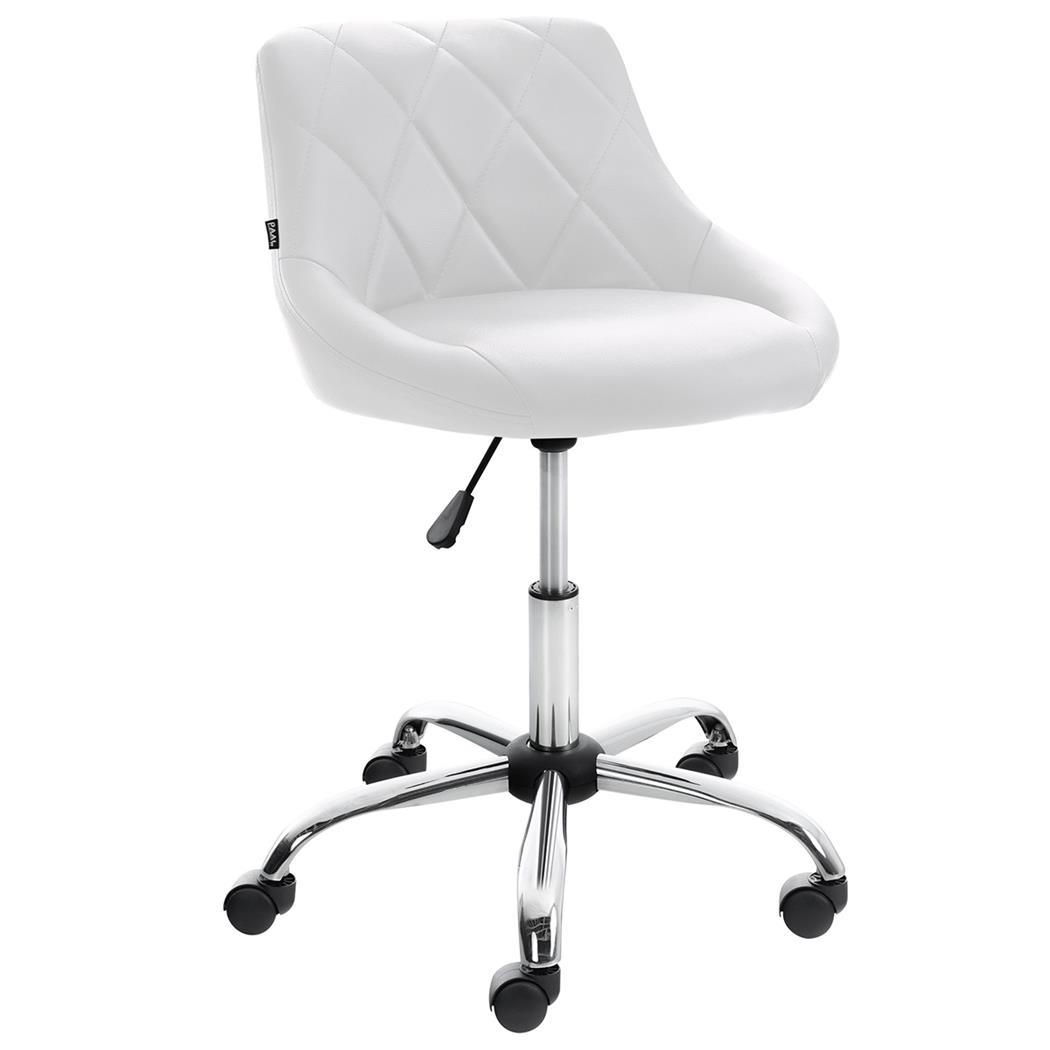 Cadeira de Escritório DOVER, Design Moderno e Elegante, Estrutura Metálica, em Pele, cor Branco