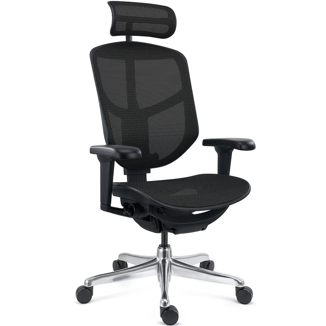 Cadeira Ergonómica ENJOY, Totalmente Ajustável, Qualidade Profissional, Design Exclusivo, em Tecido e Malha Respirável, em Preto
