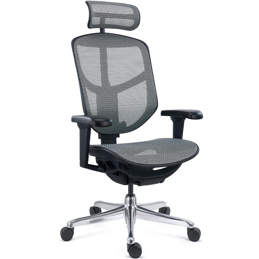 Cadeira Ergonómica ENJOY, Totalmente Ajustável, Qualidade Profissional, Design exlcusivo, em Tecido e Malha Respirável, em Cinzento