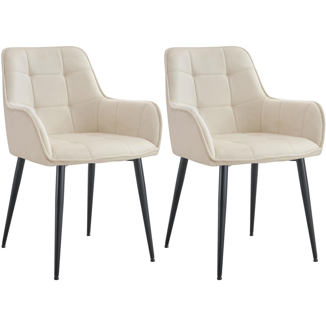 Lote 2 Cadeiras de Visita RUFUS, Design Elegante, Estrutura em Metal, em Veludo, cor Creme