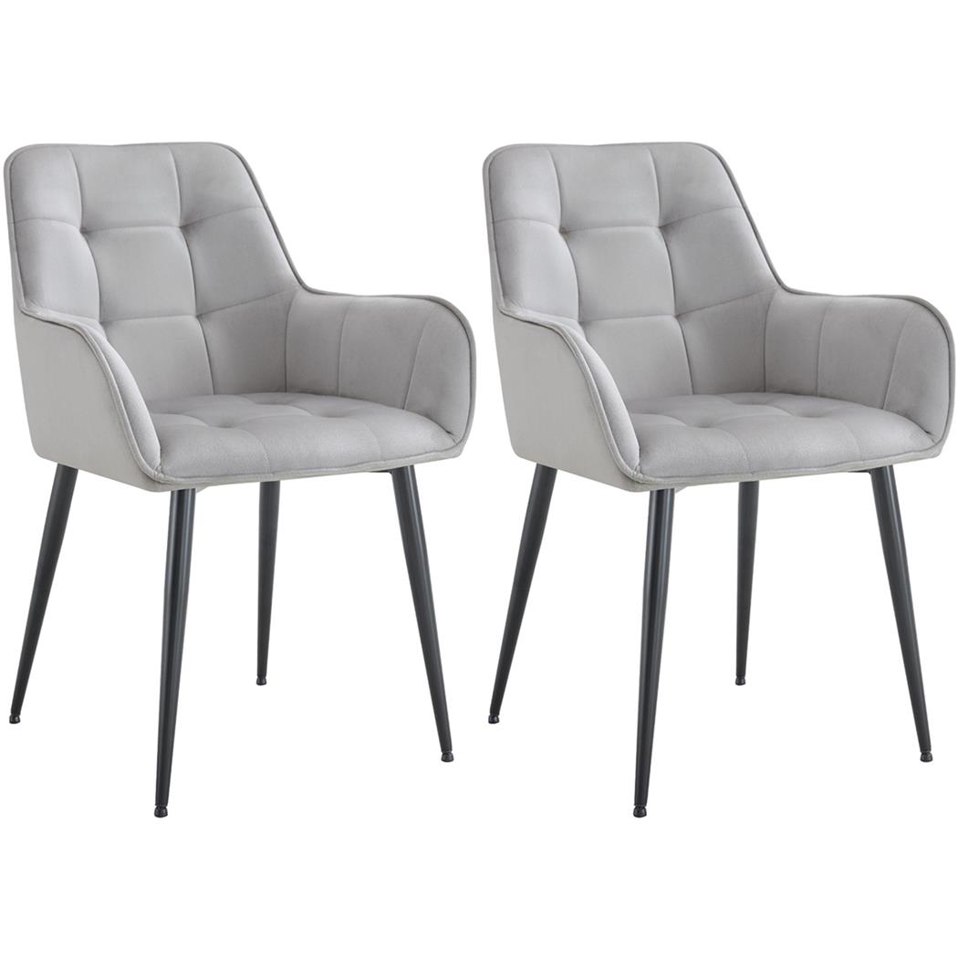 Lote 2 Cadeiras de Visita RUFUS, Design Elegante, Estrutura em Metal, em Veludo, cor Cinzento Claro