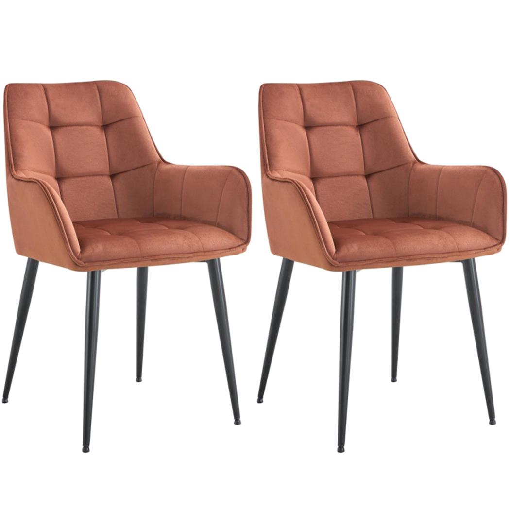 Lote 2 Cadeiras de Visita RUFUS, Design Elegante, Estrutura em Metal, em Veludo, cor Castanho