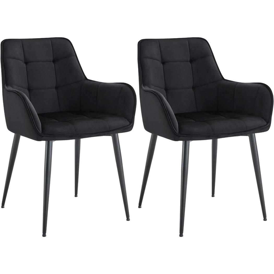 Lote 2 Cadeiras de Visita RUFUS, Design Elegante, Estrutura em Metal, em Veludo, cor Preto
