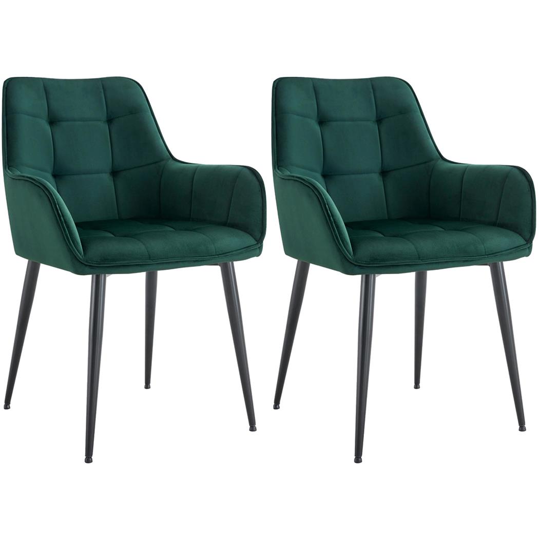 Lote 2 Cadeiras de Visita RUFUS, Design Elegante, Estrutura em Metal, em Veludo, cor Verde