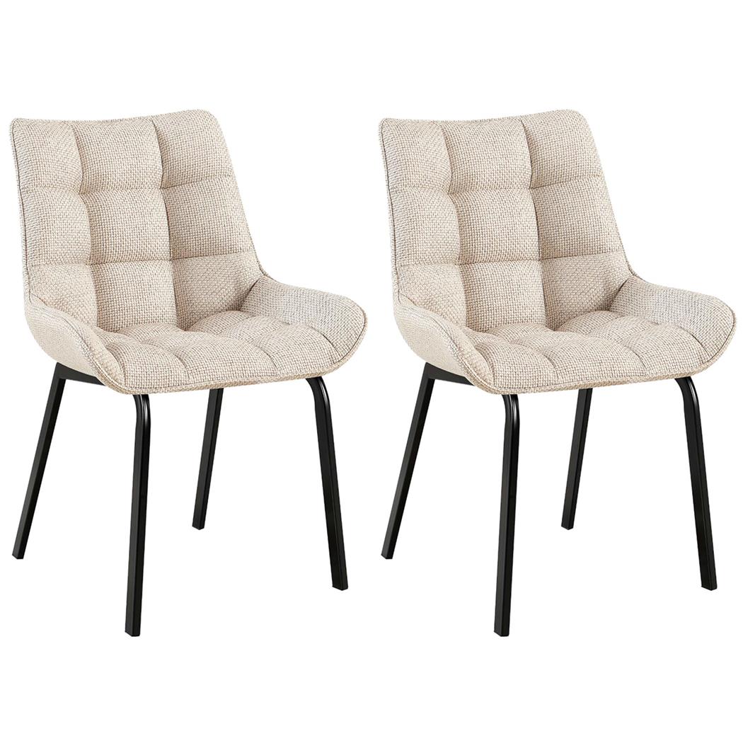 Lote 2 Cadeiras de Visita TANGO, Design Elegante, Comodidade, Pernas Pretas, em Pano Marfim