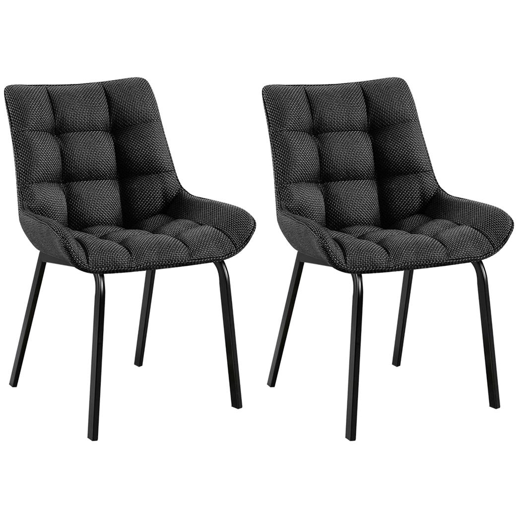 Lote 2 Cadeiras de Visita TANGO, Design Elegante, Comodidade, Pernas Pretas, em Pano Cinzento Escuro