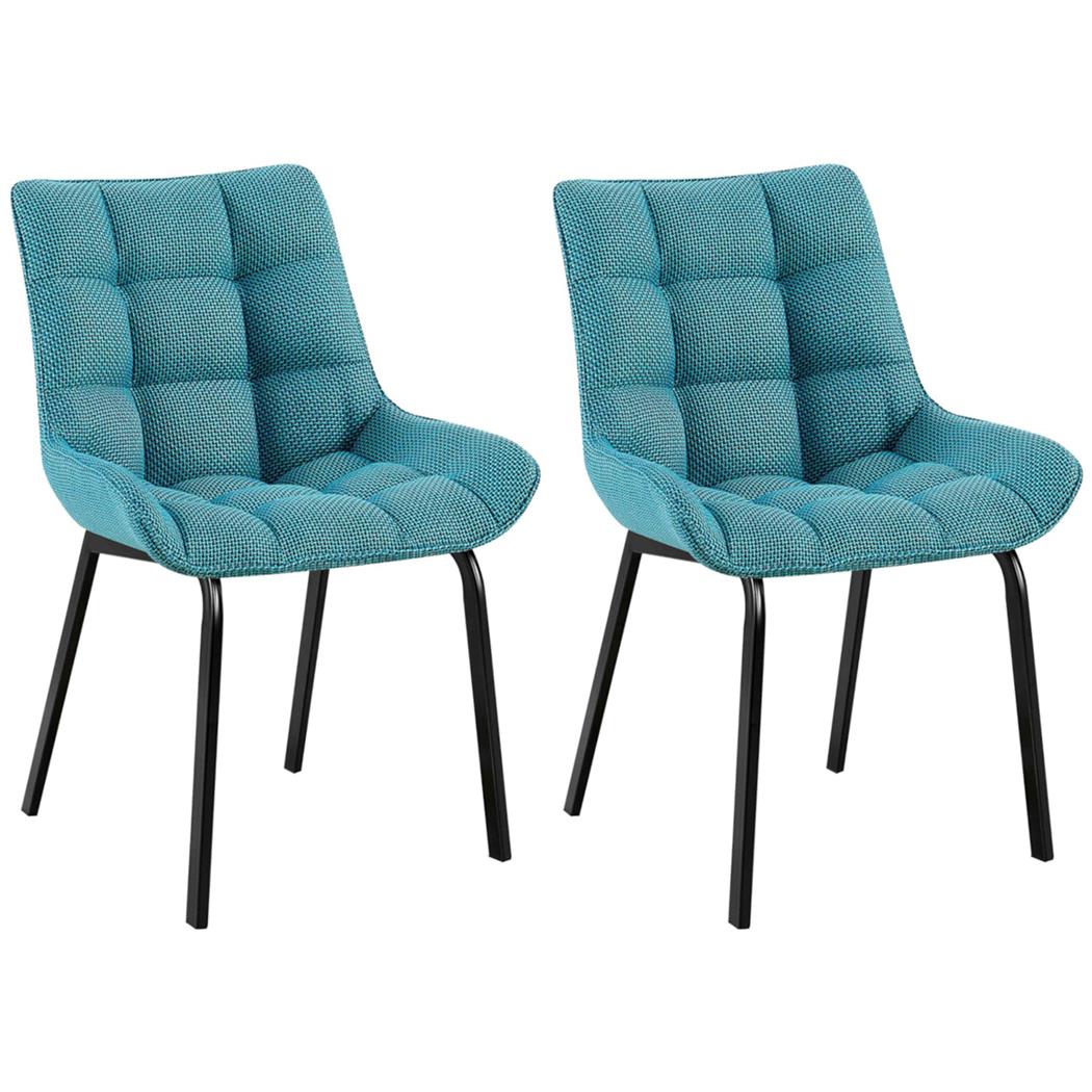 Lote 2 Cadeiras de Visita TANGO, Design Elegante, Comodidade, Pernas Pretas, em Pano Turquesa