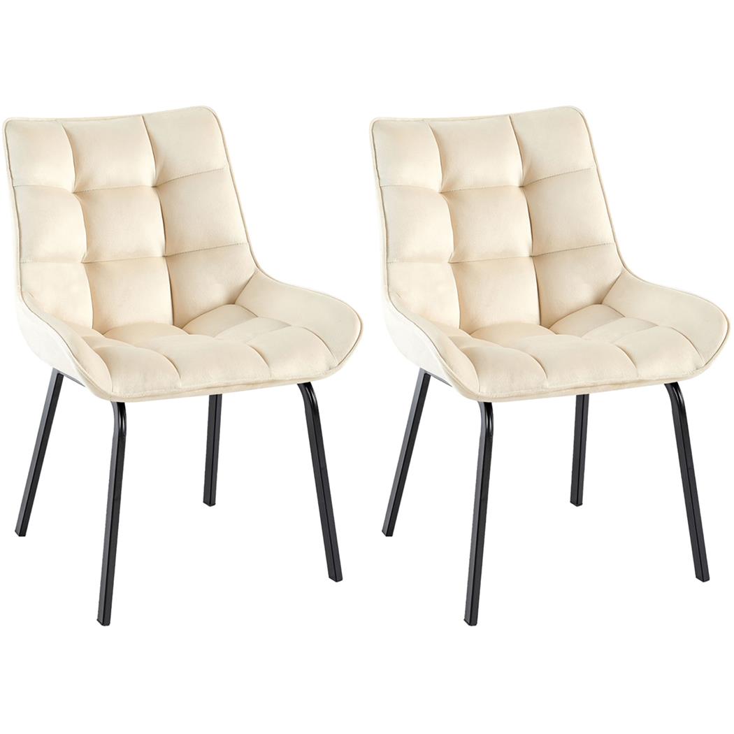 Lote 2 Cadeiras de Visita TANGO, Design Elegante, Comodidade, Pernas Pretas, em Veludo Creme