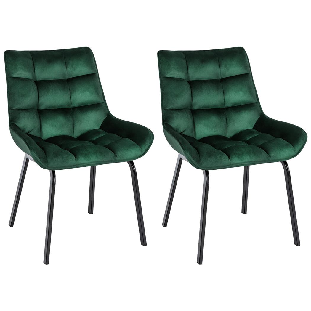 Lote 2 Cadeiras de Visita TANGO, Design Elegante, Comodidade, Pernas Pretas, em Veludo Verde