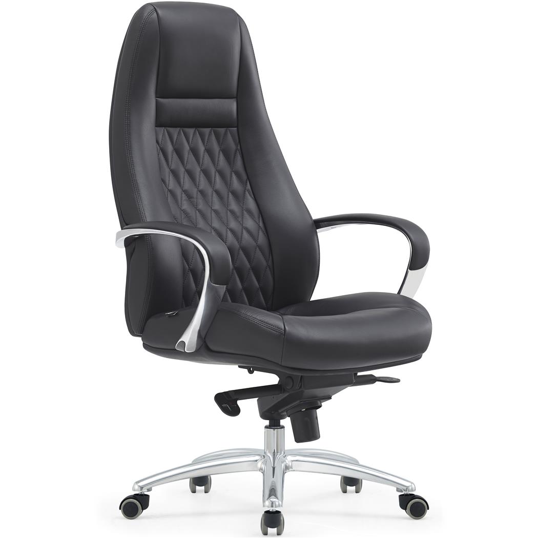 Poltrona Ergonómica TINDAYA, Design Exclusivo, Em Pele Verdadeira, Cor Preto