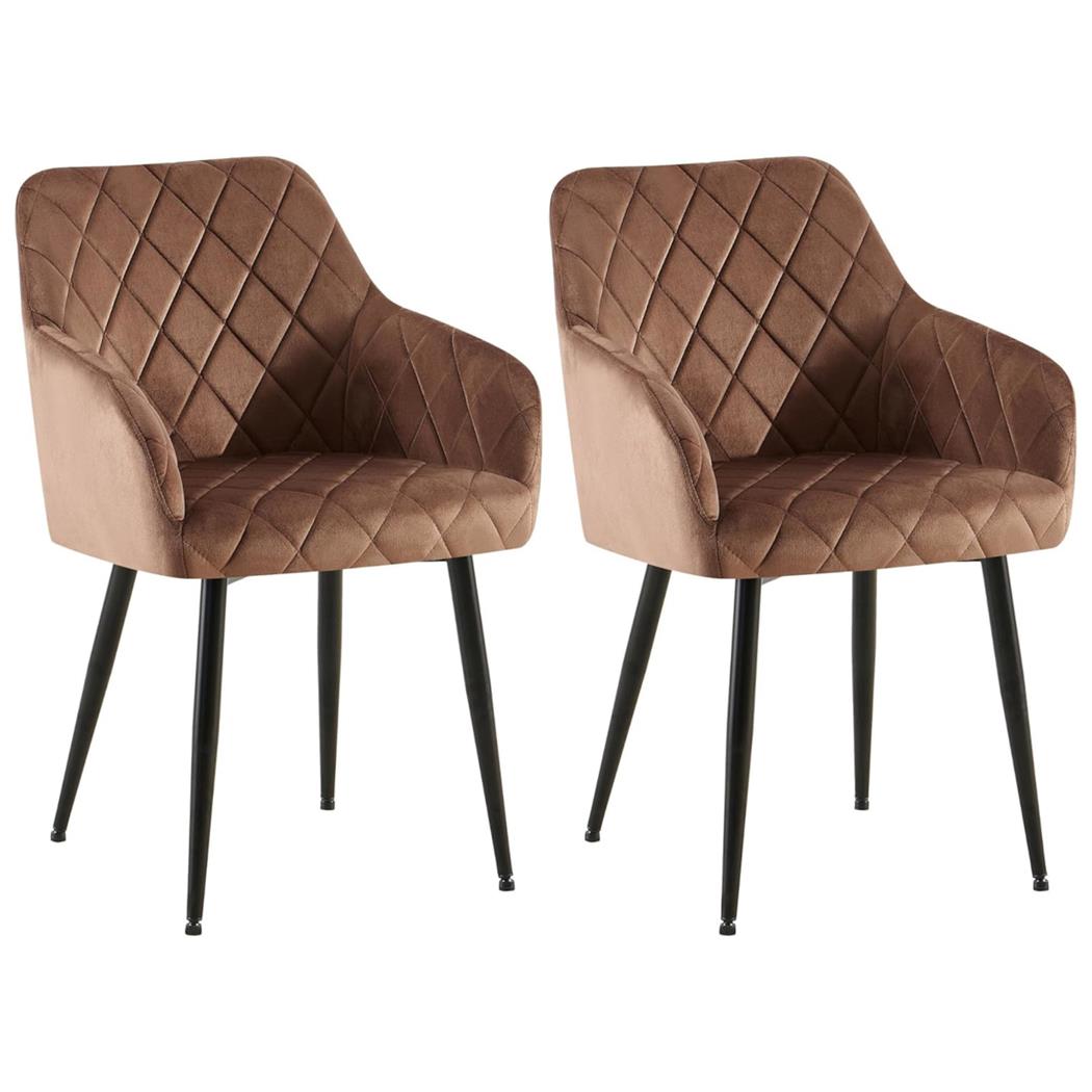 Lote 2 Cadeiras de Visita GLOVER, Estrutura em Metal Preto, em Veludo, cor Castanho