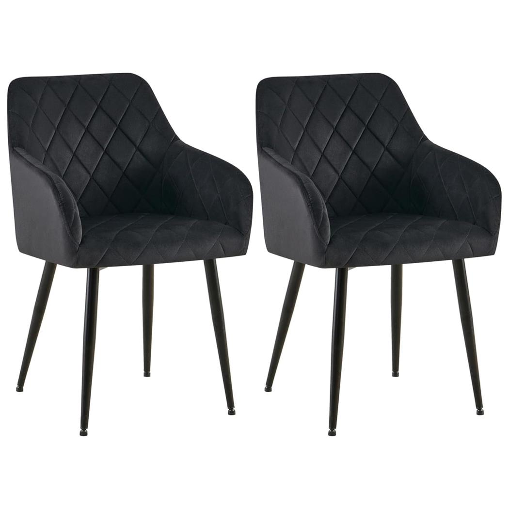 Lote 2 Cadeiras de Visita GLOVER, Estrutura em Metal Preto, em Veludo, cor Preto