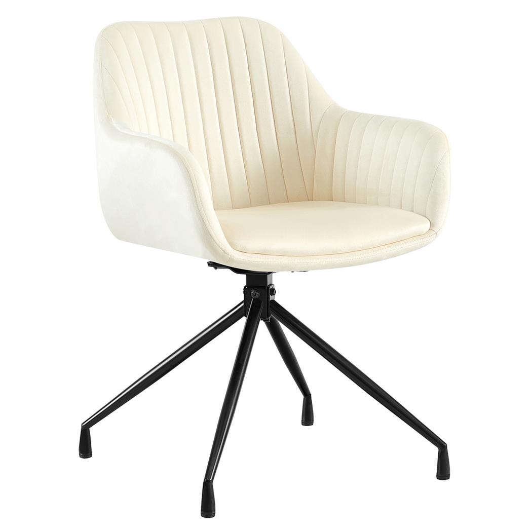 Cadeira de Visita TANNER, Design Moderno, Giratória, Pernas Metálicas, em Veludo, Cor Creme