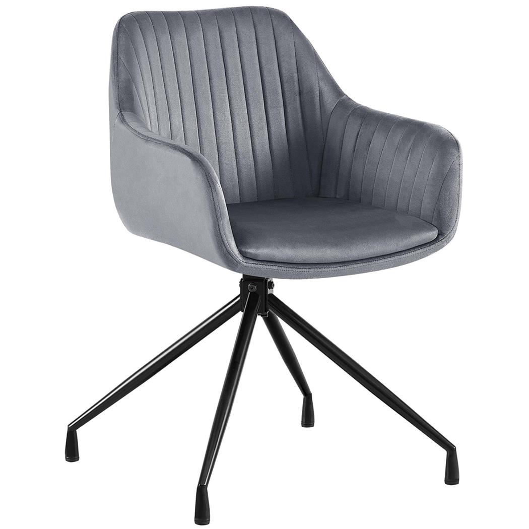 Cadeira de Visita TANNER, Design Moderno, Giratória, Pernas Metálicas, em Veludo, Cor Cinzento