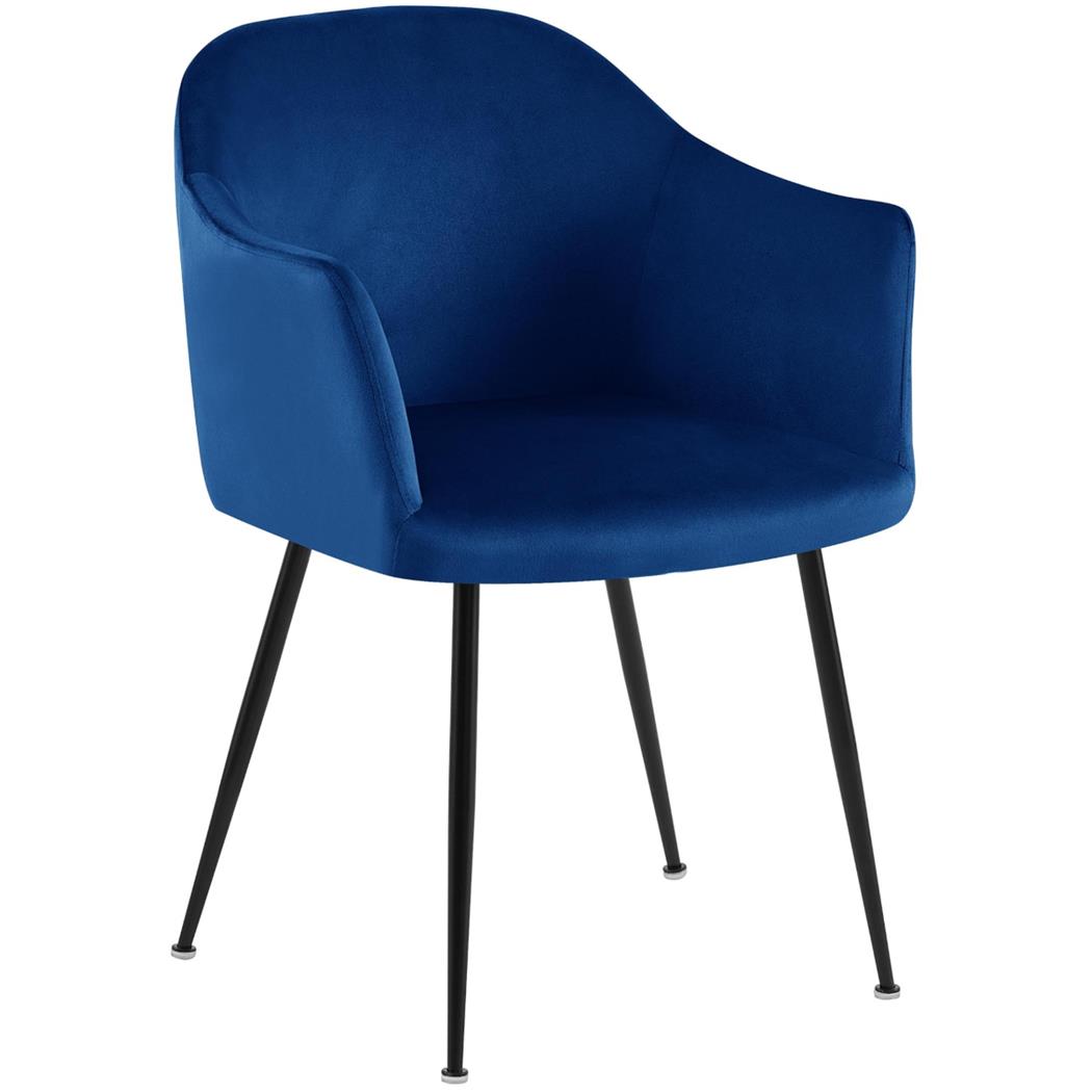 Cadeira de Visita VIVIAN, Design Moderno, em Veludo, Cor Azul