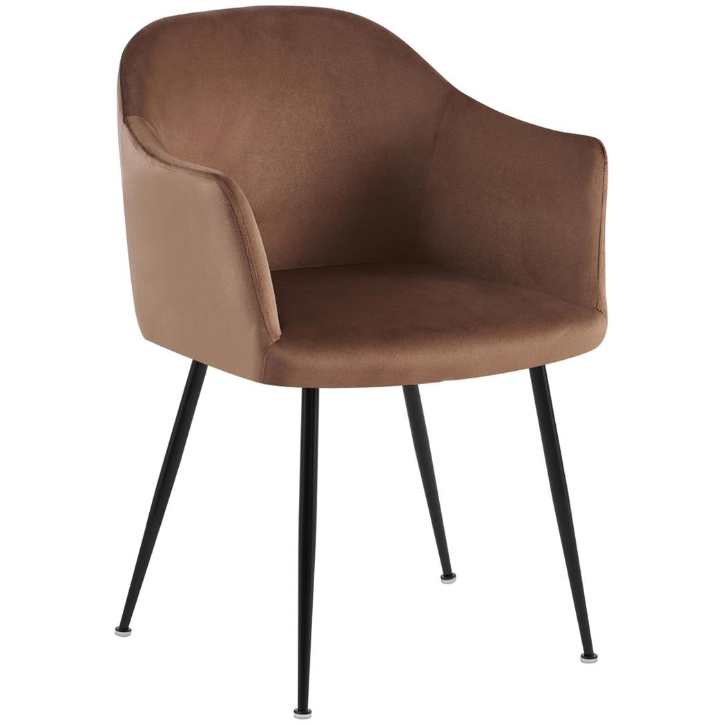 Cadeira de Visita VIVIAN, Design Moderno, em Veludo, Cor Castanho