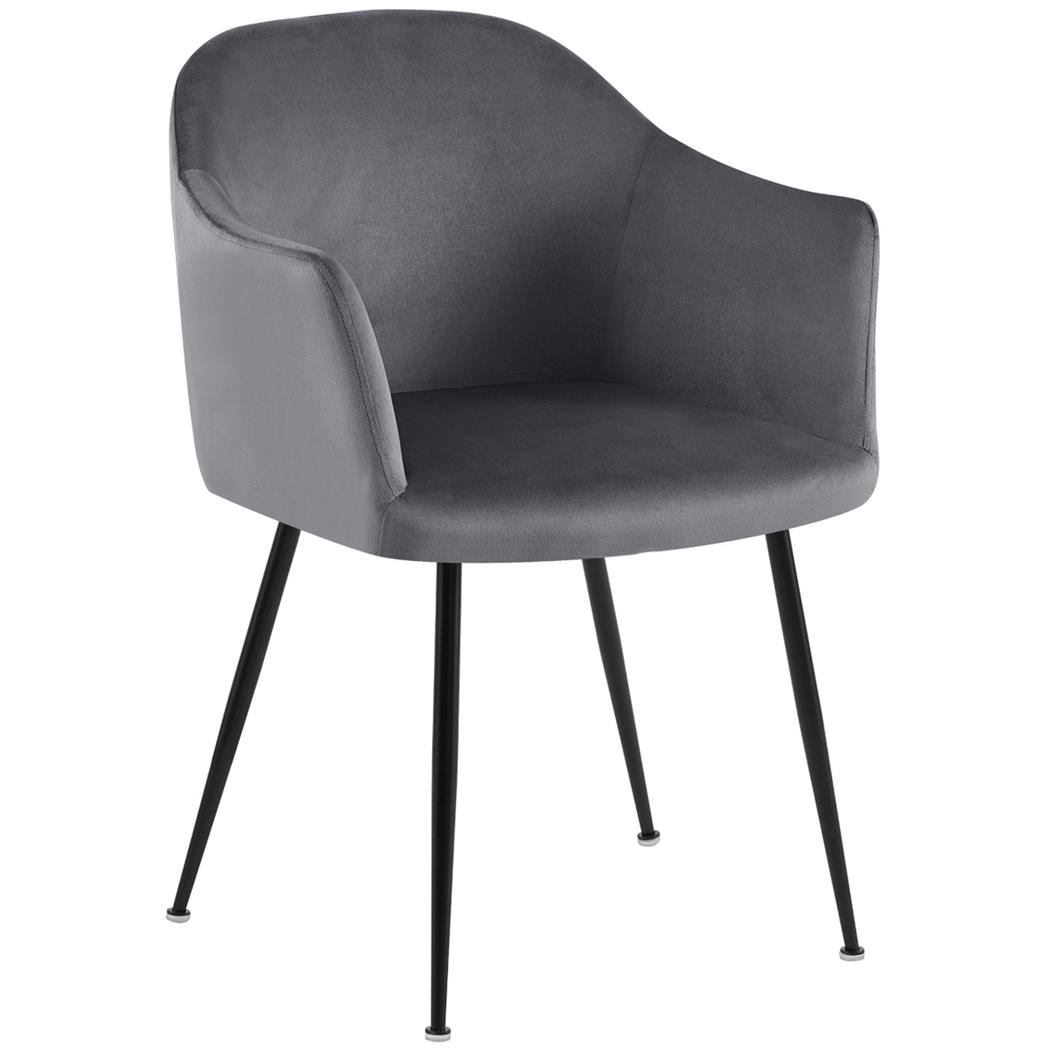 Cadeira de Visita VIVIAN, Design Moderno, em Veludo, Cor Cinzento