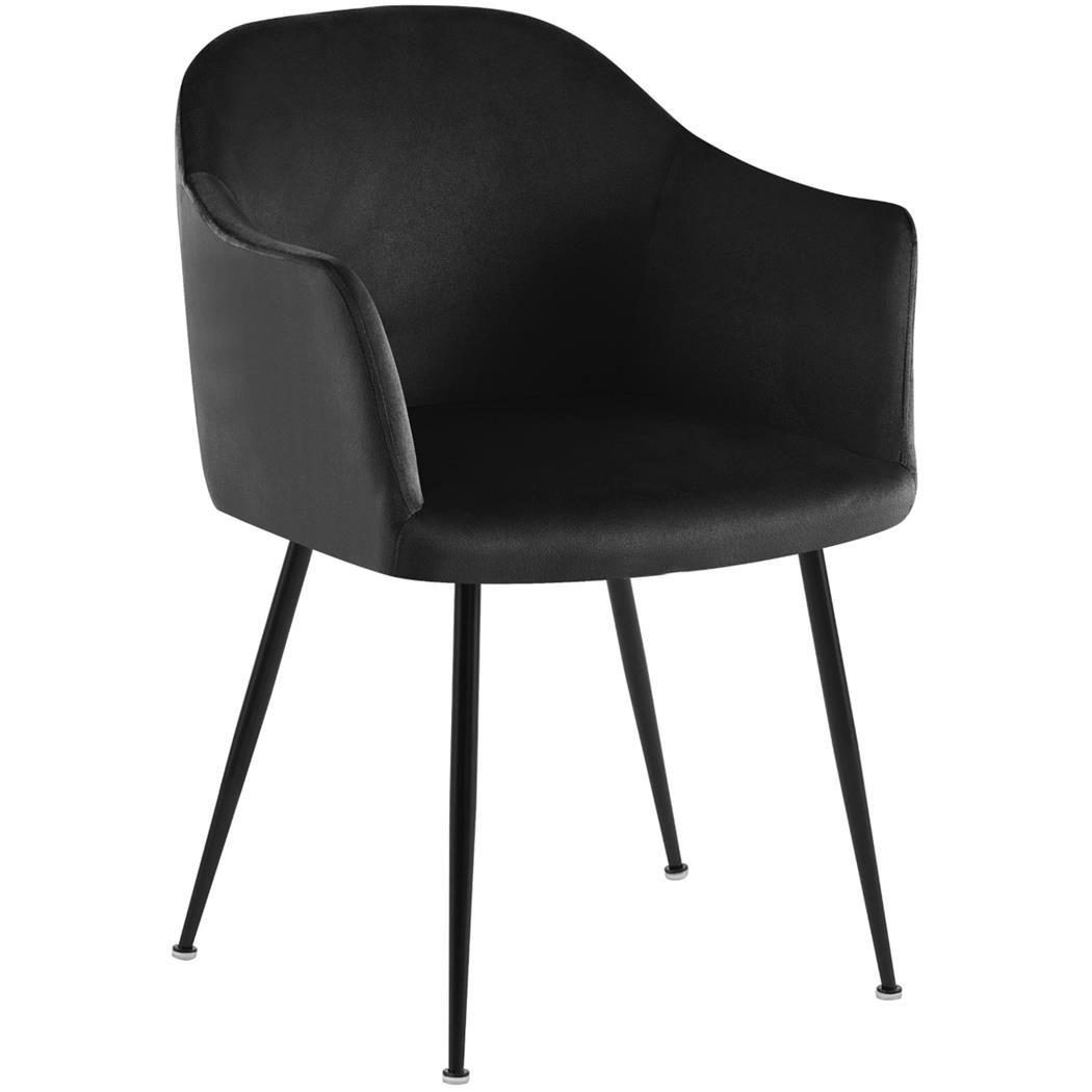 Cadeira de Visita VIVIAN, Design Moderno, em Veludo, Cor Preto