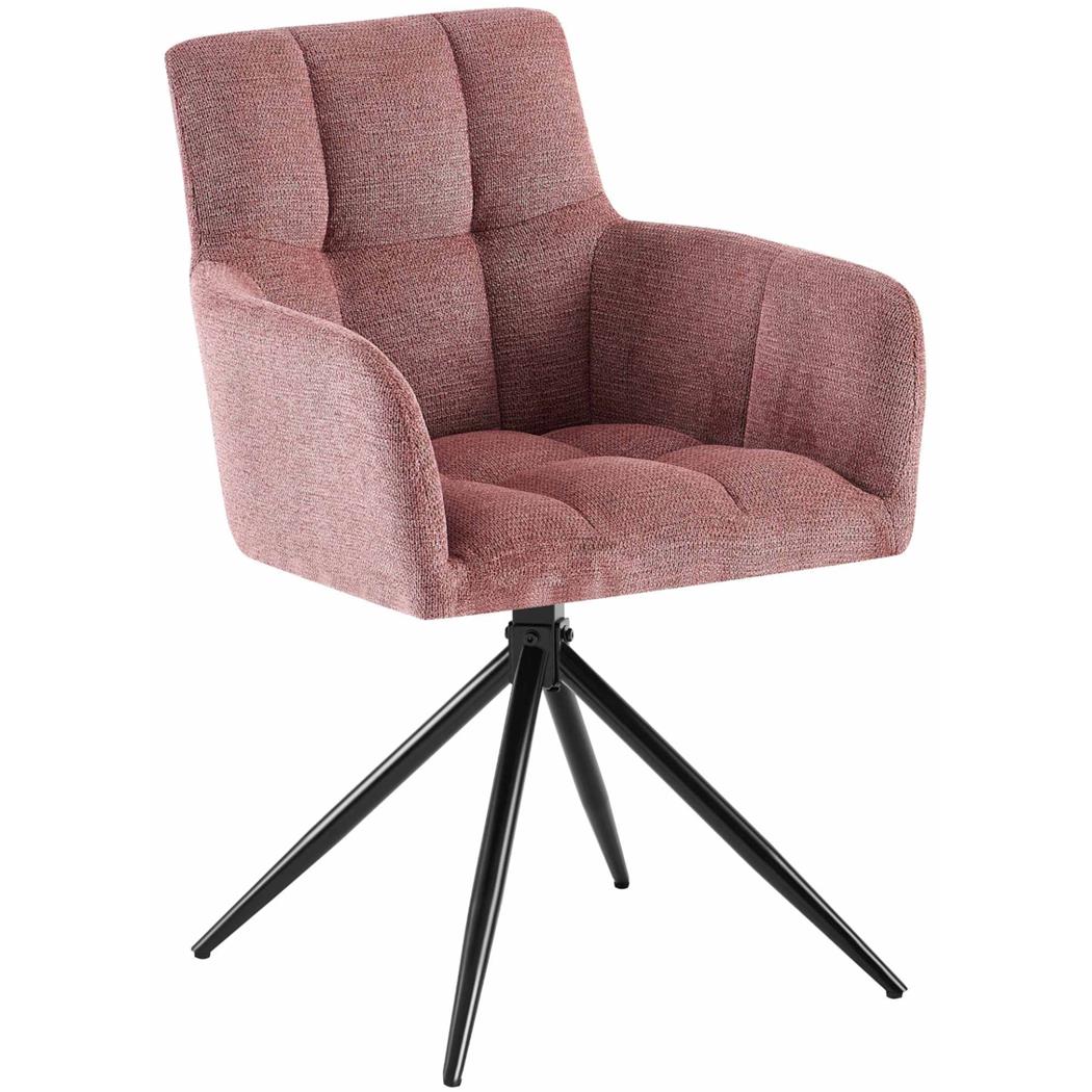 Cadeira de Visita KEMP, Design Moderno e Giratório, Pernas Metálicas, em Tecido, Cor Rosa